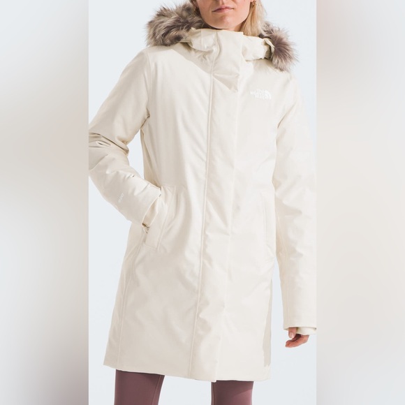 THE NORTH FACE Artic 600-Fill-Power Down Parka Faux Fur White Dune S NWT